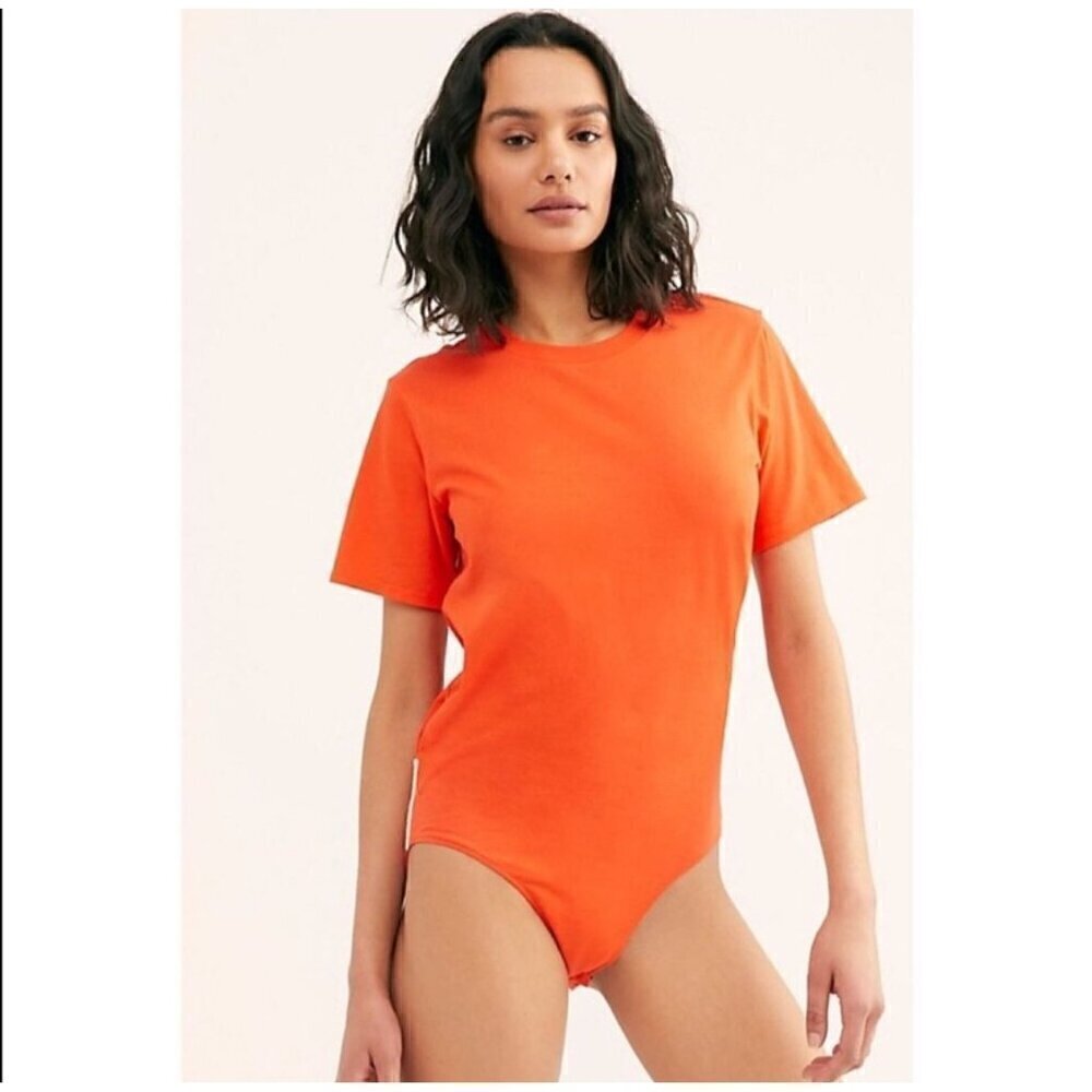 Free People Bright Orange In My T-Shirt Bodysuit - XS